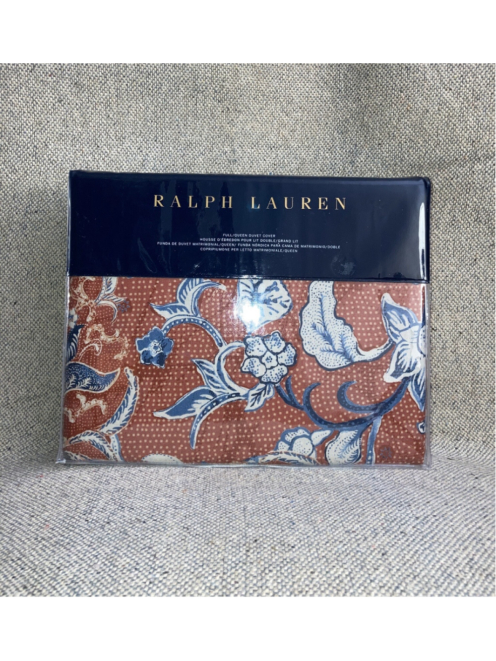 Ralph Lauren Mirabelle Floral Duvet Cover Rust Blue Queen Bedding Floral New - Picture 2 of 9